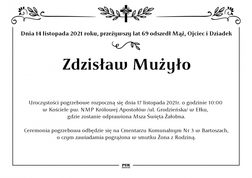 Zdzisław Mużyło - nekrolog